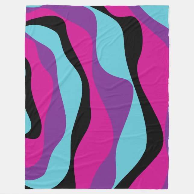 EBB und Flow 4 - Rosa, Lila, Blau und Schwarz Fleecedecke (Vorderseite)