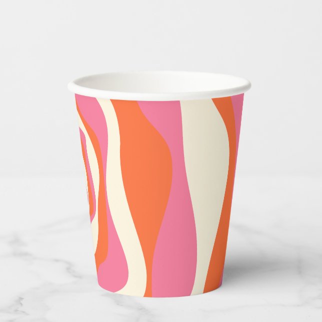 EBB und Flow 4 - Rosa, Orange und Creme Pappbecher (Vorderseite)