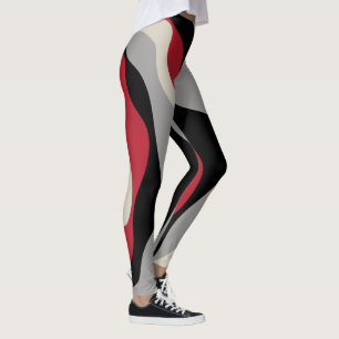 EBB und Flow 4 - Rot, Grau, Schwarz und Knochen we Leggings