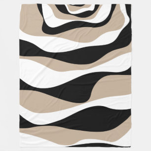 Ebb und Flow 4 - Taupe, Schwarz und Weiß Fleecedecke