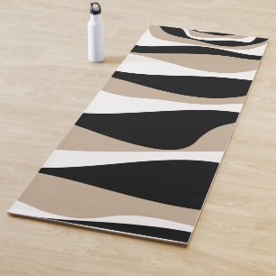 Ebb und Flow 4 - Taupe, Schwarz und Weiß Yogamatte