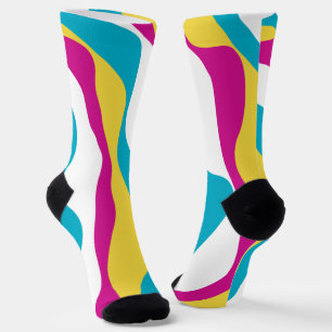 EBB und Flow 4 - Türkis, Gelb, Rosa und Weiß Socken