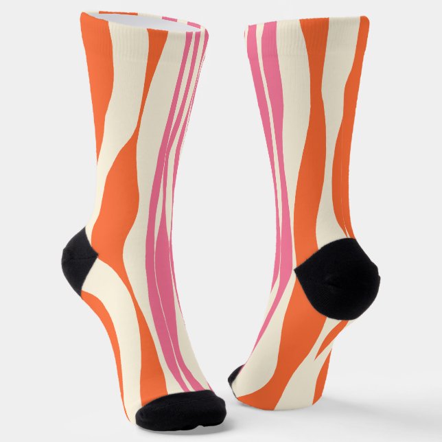Ebb und Flow - Rosa, Orange und Creme Socken (Gewinkelt)
