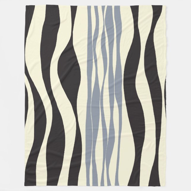 Ebb und Fluss in Schwarz, Grau und Creme Fleecedecke (Vorderseite)