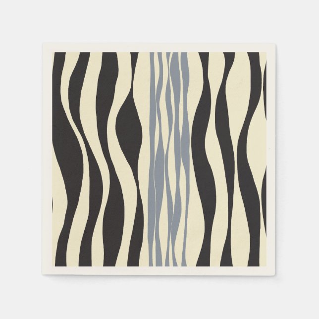 Ebb und Fluss in Schwarz, Grau und Creme Serviette (Vorderseite)