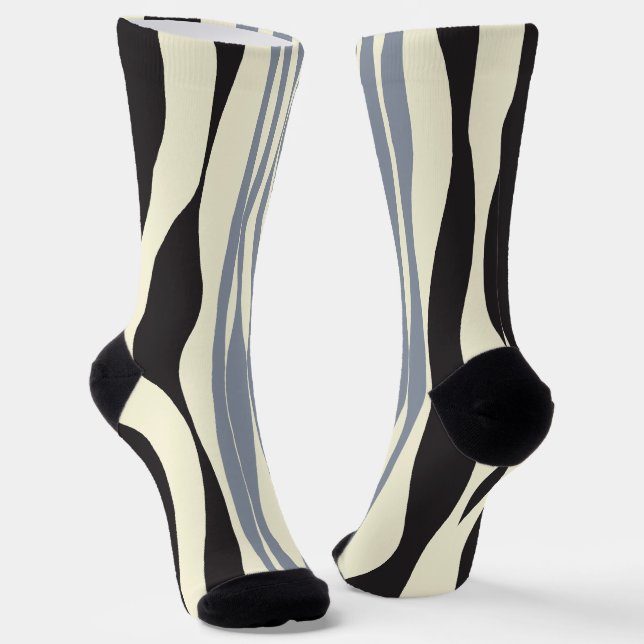 Ebb und Fluss in Schwarz, Grau und Creme Socken (Gewinkelt)