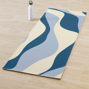 Ebbe und Flut 4 - Dunkelblau, Hellblau und Creme Yogamatte