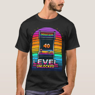 Ebene 40 Entsperrte Retro-Arcade-Konstruktion T-Shirt