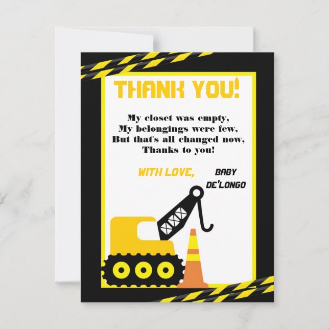 EBENE 4x5 danken Ihnen, Bau zu kardieren Dankeskarte (Vorderseite)