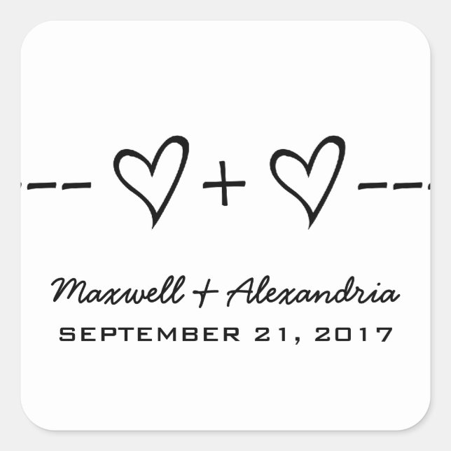 Ébène Coeur Equation Mariage Stickers (Devant)
