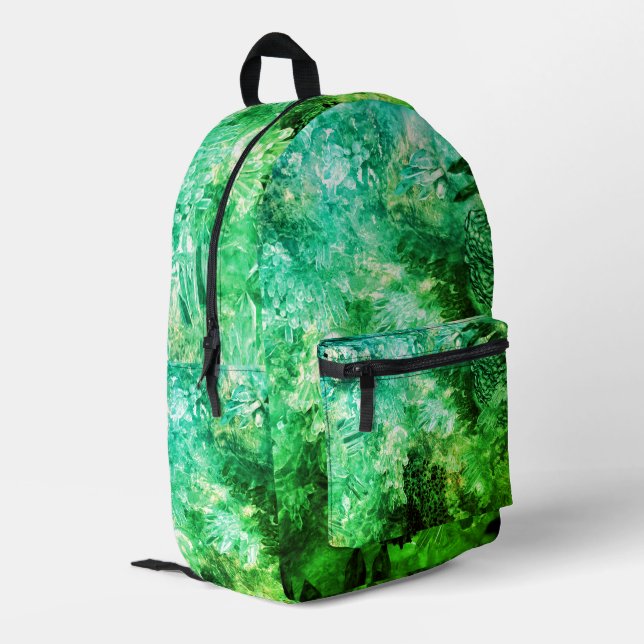 Ebenen grüner Kristalle Bedruckter Rucksack (Rückseitige Ecke links)