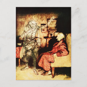 Ebenezer Scrooge Weihnachtslied Vintage Postkarte