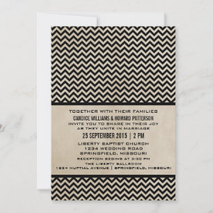 Ebenholz Chic Chevron Hochzeitseinladung Einladung