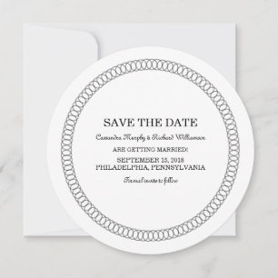 Ebenholz umrandete runde Save-the-Date-Einladung Einladung