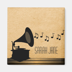 Ebenholz-Vintager Grammophon-Magnet Magnet