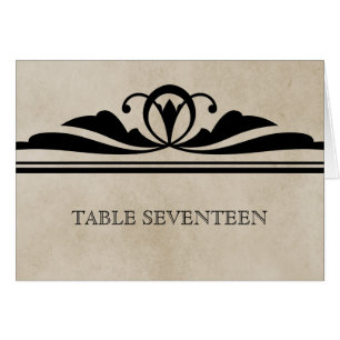 Ebenholzfarbene elegante Deco-Tischnummernkarte