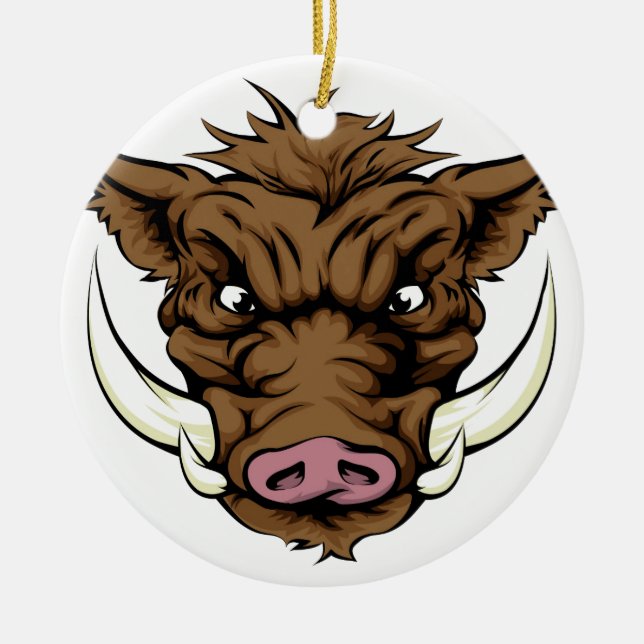 Eber trägt Maskottchencharakter zur Schau Keramik Ornament (Vorne)