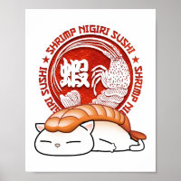 Ebi Shrimp Sushi Cat