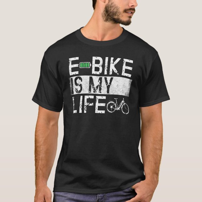 Ebike Radfahren Retro E Bike Cyclist Battery Bicyc T-Shirt (Vorderseite)