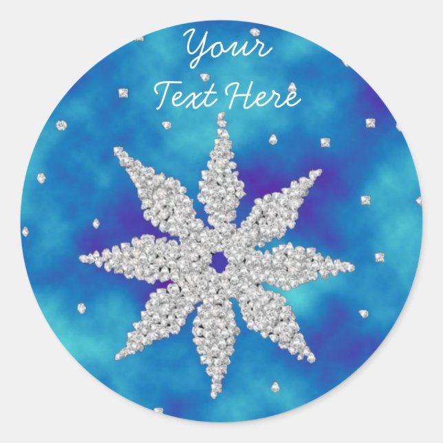 Éblouissant Snowflakes sur Misty Blue - Stickers (Devant)