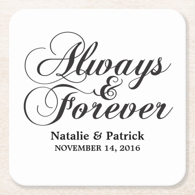 Ebony Always & Forever Wedding Paper Untersetzer (Vorderseite)
