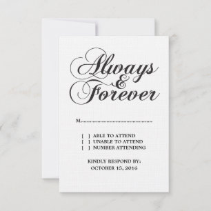 Ebony Always & Forever Wedding RSVP Card Karte