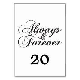 Ebony Always & Forever Wedding Table Card Tischnummer