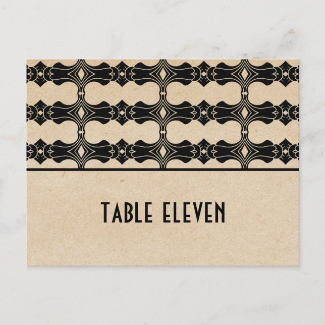 Ebony Art Deco Border Tischnummer Postkarte (Vorderseite)