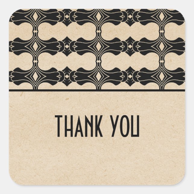 Ebony Art Deco Border Vielen Dank an Stickers (Vorderseite)
