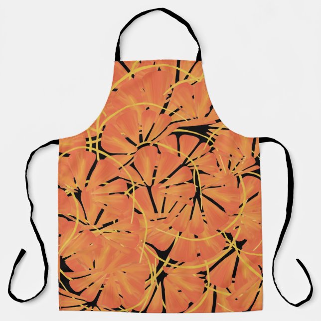 Ebony Black and Citrus Orange Tropical Art Design Schürze (Vorderseite)