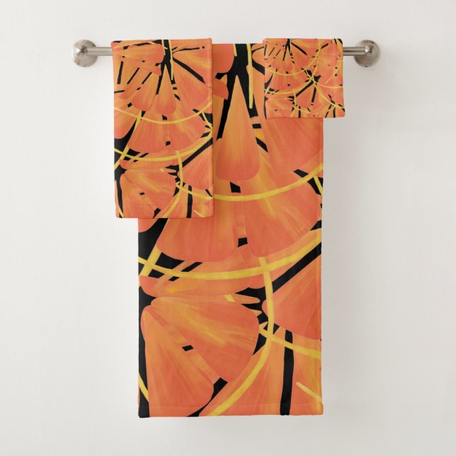 Ebony Black Et Citrus Orange Tropical Art Design (En situation)