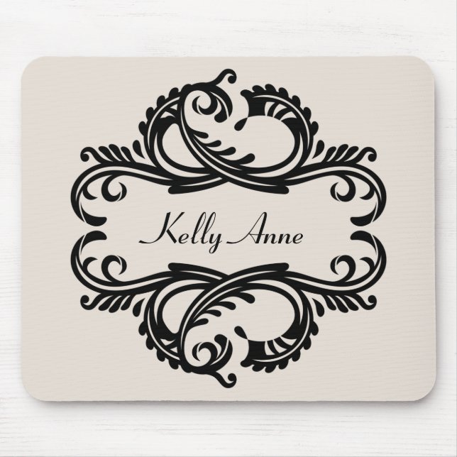 Ebony Chic Damask Mousepad (Vorne)