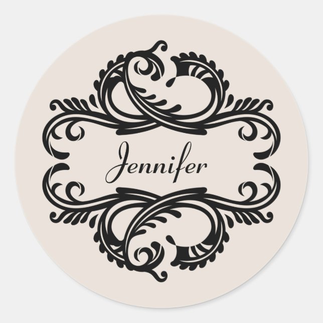 Ebony Chic Damask Stickers (Vorderseite)