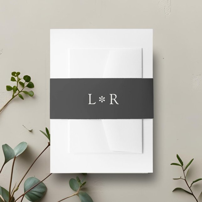 Ebony | Chic Minimal Monogram Wedding Einladungsbanderole (Von Creator hochgeladen)