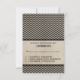 Ebony Chic Zickzack Response Card RSVP Karte