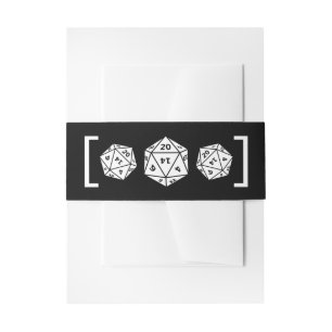 Ebony D20 Dice Gamer Wedding Belly Bands Einladungsbanderole