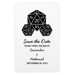 Ebony D20 Dice Save the Date Magnet