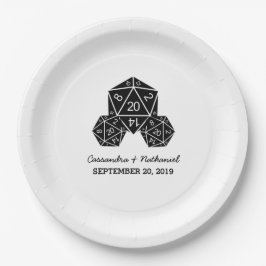 Ebony D20 Würfel Hochzeitspapier-Teller Pappteller
