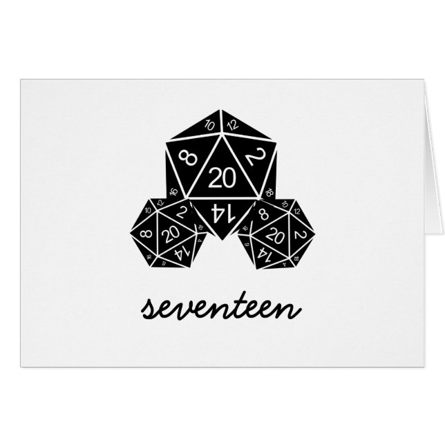 Ebony D20 Würfel Tischnummer Card (Vorderseite (Horizontal))