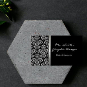 Ebony Damask Ribbon Business Card Visitenkarte