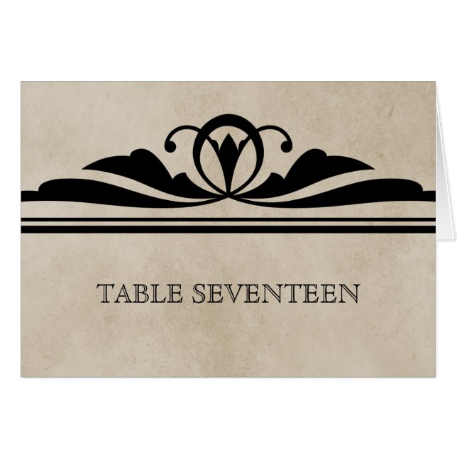 Ebony Elegant Deko Tischnummer Card (Vorderseite (Horizontal))