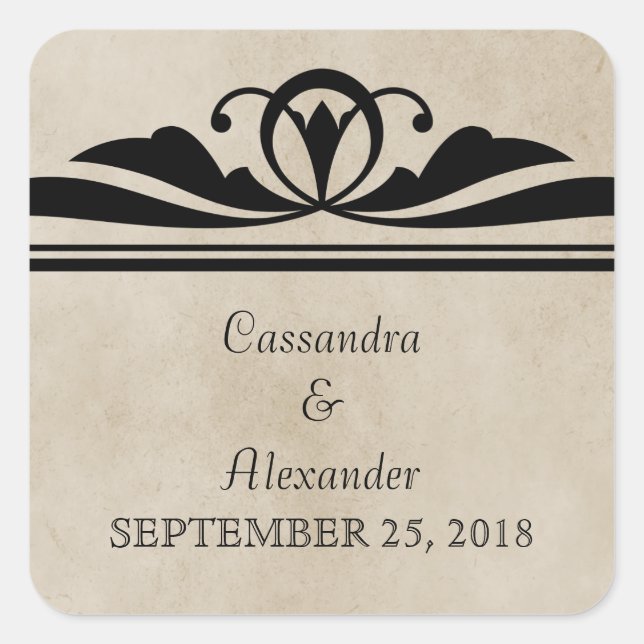 Ebony Elegant Deko Wedding Stickers (Vorderseite)
