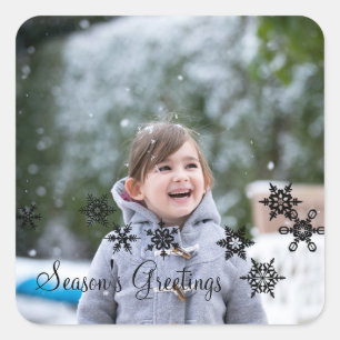 Ebony Elegant Snowflakes Stickers Photo de vacance