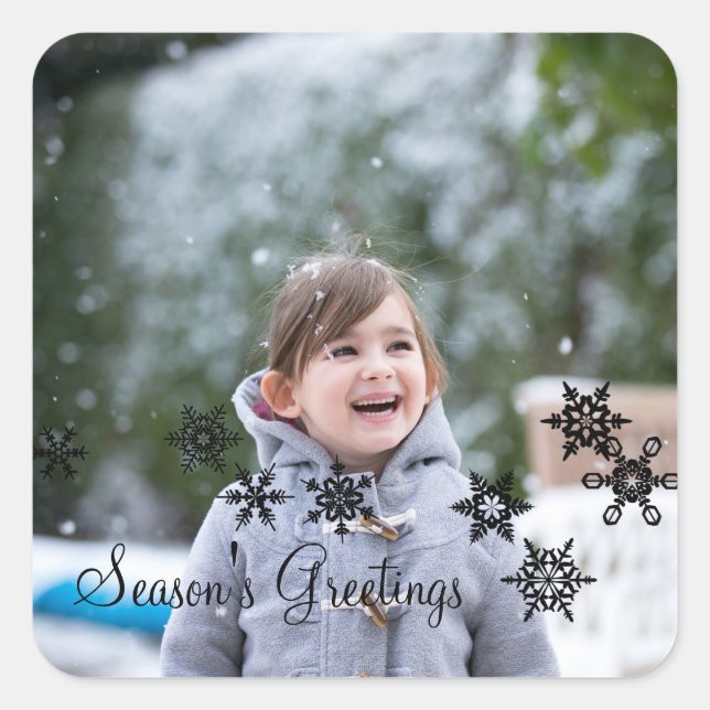 Ebony Elegante Snowflakes Foto Sticker (Vorderseite)