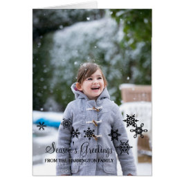 Ebony Elegante Snowflakes Weihnachts-Foto-Karte