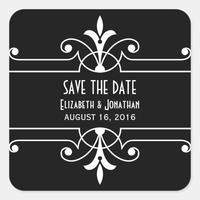 Ebony Extravagant Ornamental Save the Date Sticker (Vorderseite)