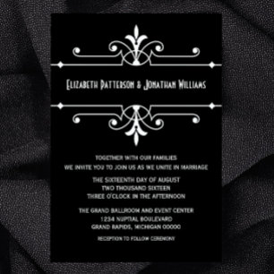 Ebony Extravagant Ornamental Wedite Einladung