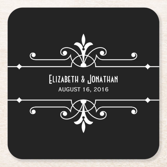 Ebony Extravagante Zierpapier-Untersetzer Rechteckiger Pappuntersetzer (Vorderseite)