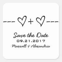 Ebony Heart Equation Save the Date Stickers