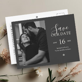 Ebony & Ivory | Chic Minimal Save the Date Foto Postkarte
